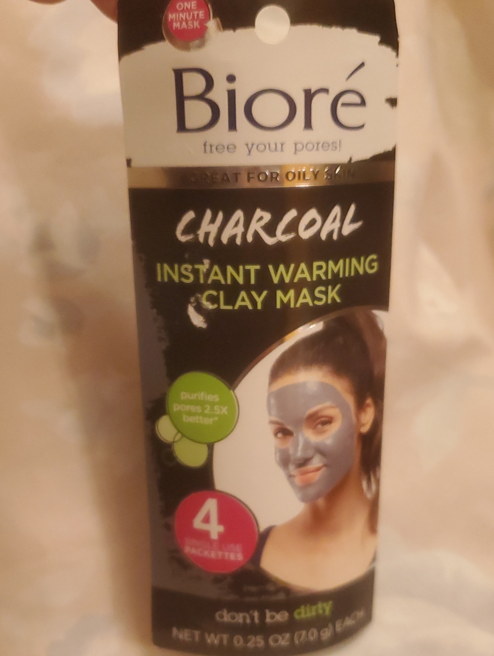 Biore Charcoal Instant Warming Clay Mask Pack of 4 Single Use New